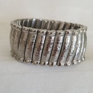 Monet Silver Hammered Stretch Bracelet